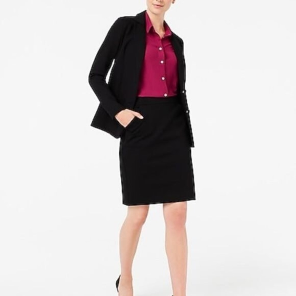 J.Crew Black Classic Stretch Wool Skirt Suit - Size 0